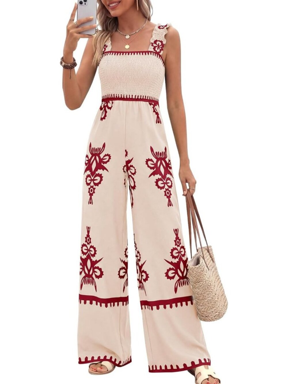 Boho Summer Jumpsuit for Women | Casual One-Piece Outfit with 2 Pockets